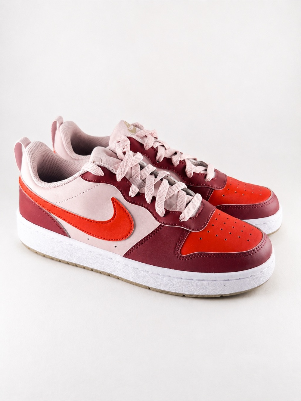 Size 6Y/7.5W- Nike Borough Recraft Low Sneakers in Red, Burgundy & Light Pink